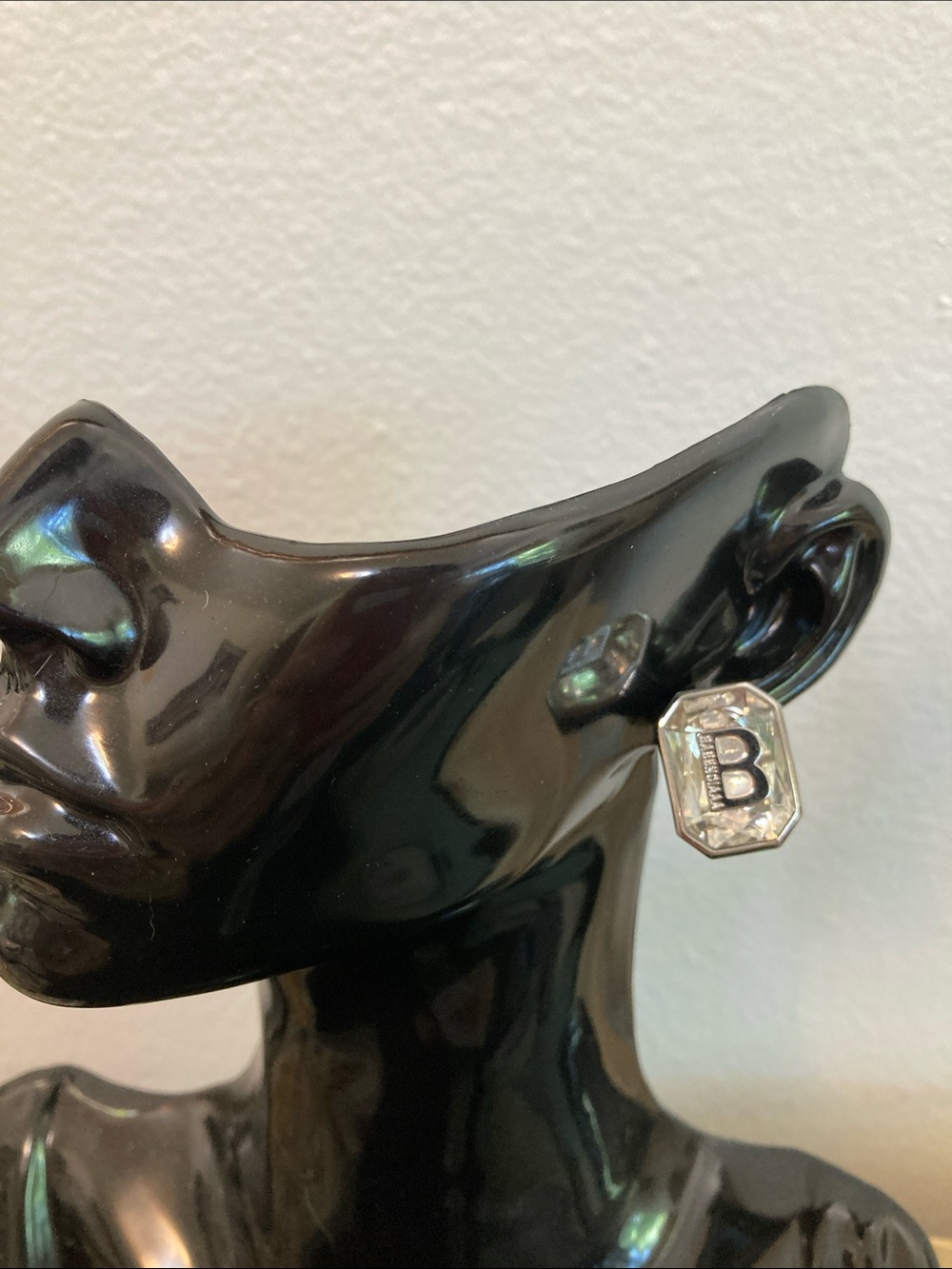 Balenciaga Silver 'B' Logo Octagon Stud Earrings